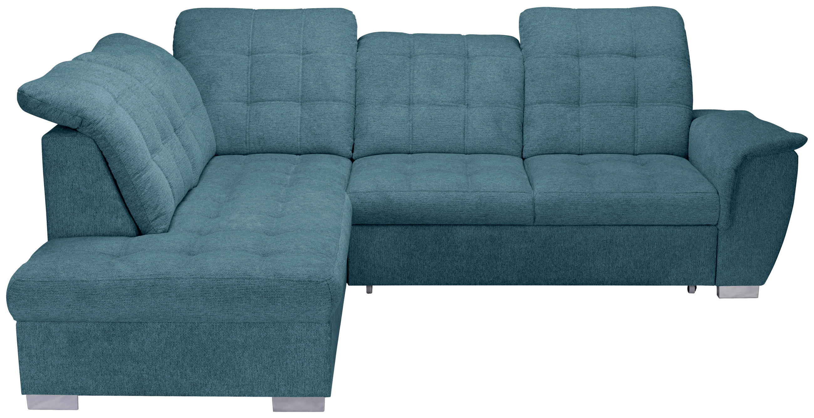 ECKSOFA Blau Chenille  - Chromfarben/Blau, KONVENTIONELL, Kunststoff/Textil (205/260cm) - Carryhome
