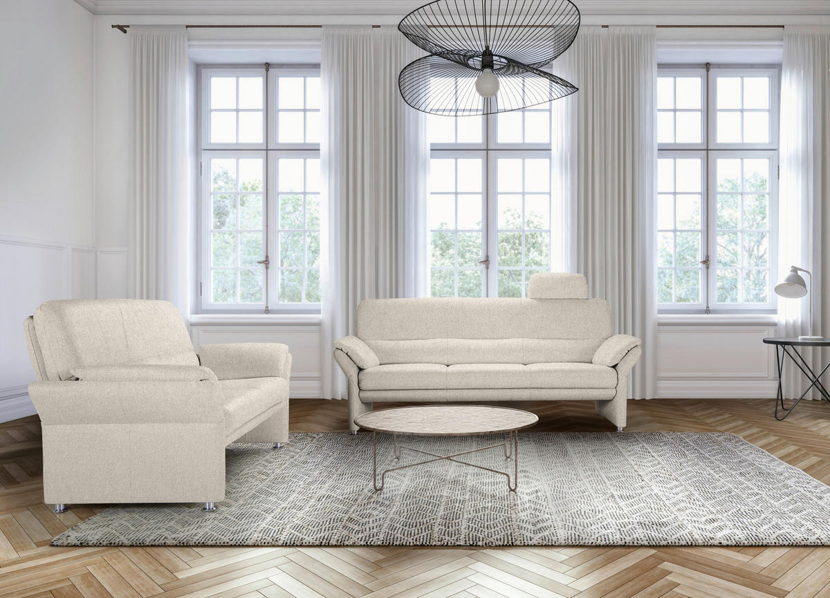 2-SITZER-SOFA in Flachgewebe Creme  - Chromfarben/Creme, Design, Textil/Metall (147-172/90/89cm) - Horst AG