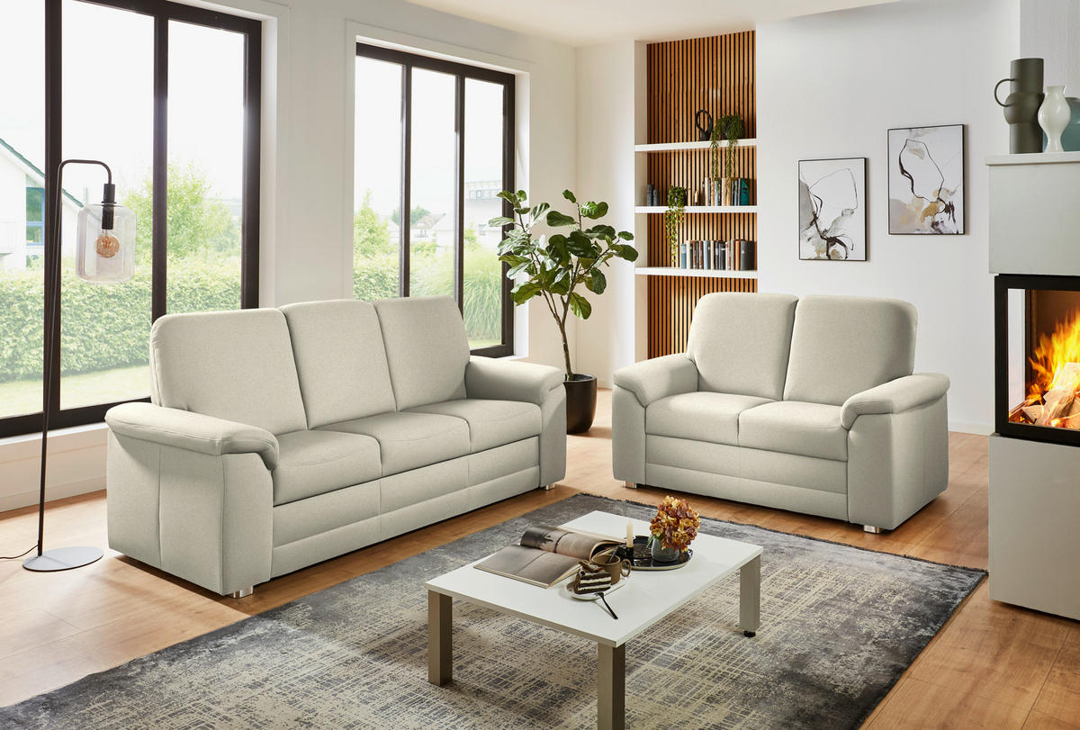 SITZGARNITUR Chenille Silberfarben  - Silberfarben/Alufarben, Konventionell, Textil/Metall (208/156/96/89cm) - Beldomo Comfort