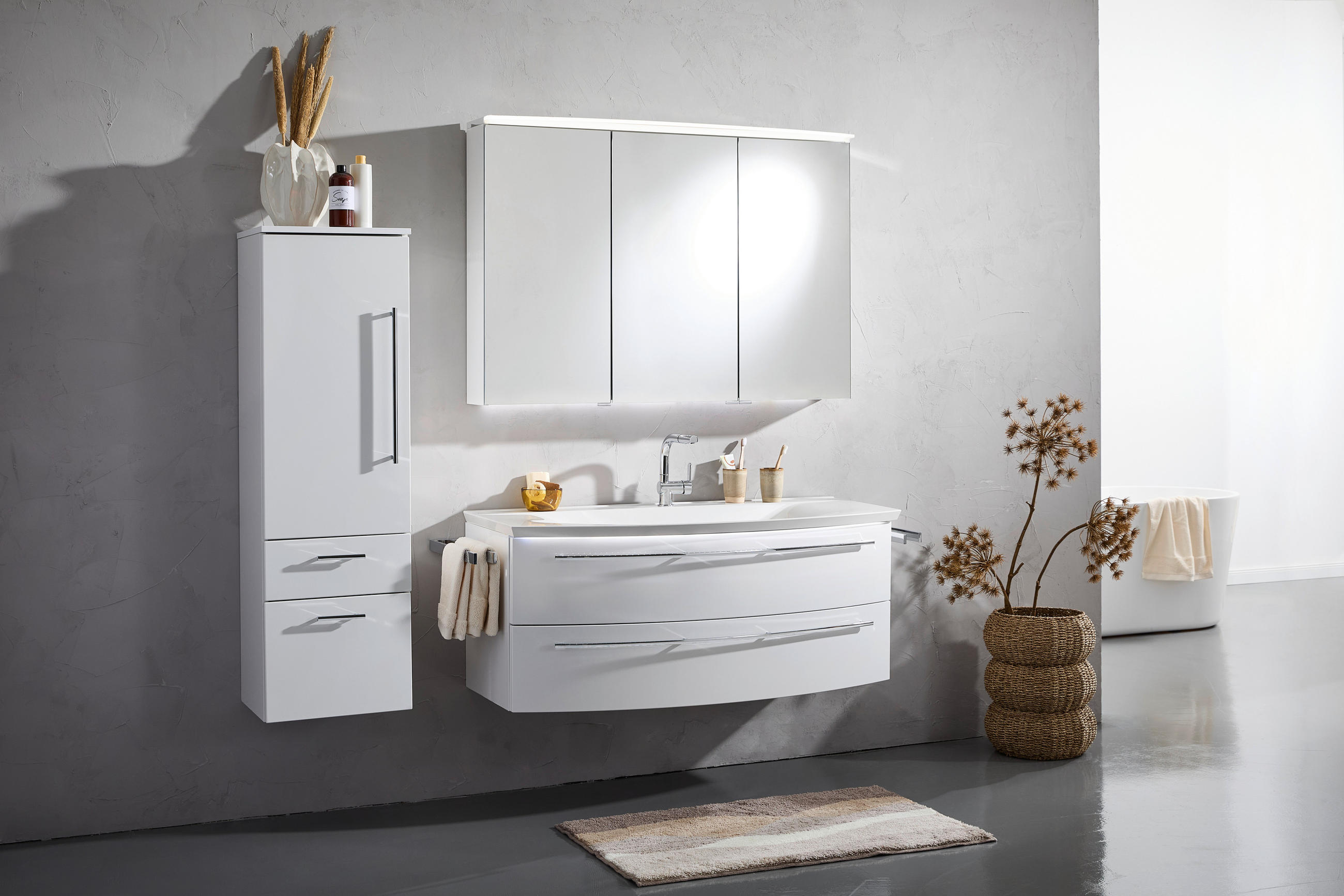 BADEZIMMER  in 120 cm  - Weiß, Design, Holzwerkstoff/Stein (120cm) - Dieter Knoll