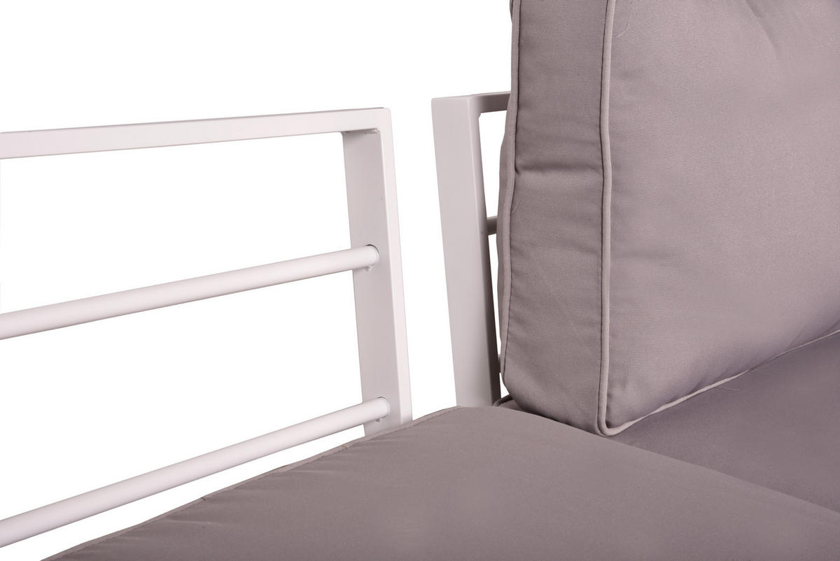 LOUNGEGARNITUR 4-teilig   Aluminium  - Eichefarben/Weiß, Basics, Kunststoff/Textil - Gardenson