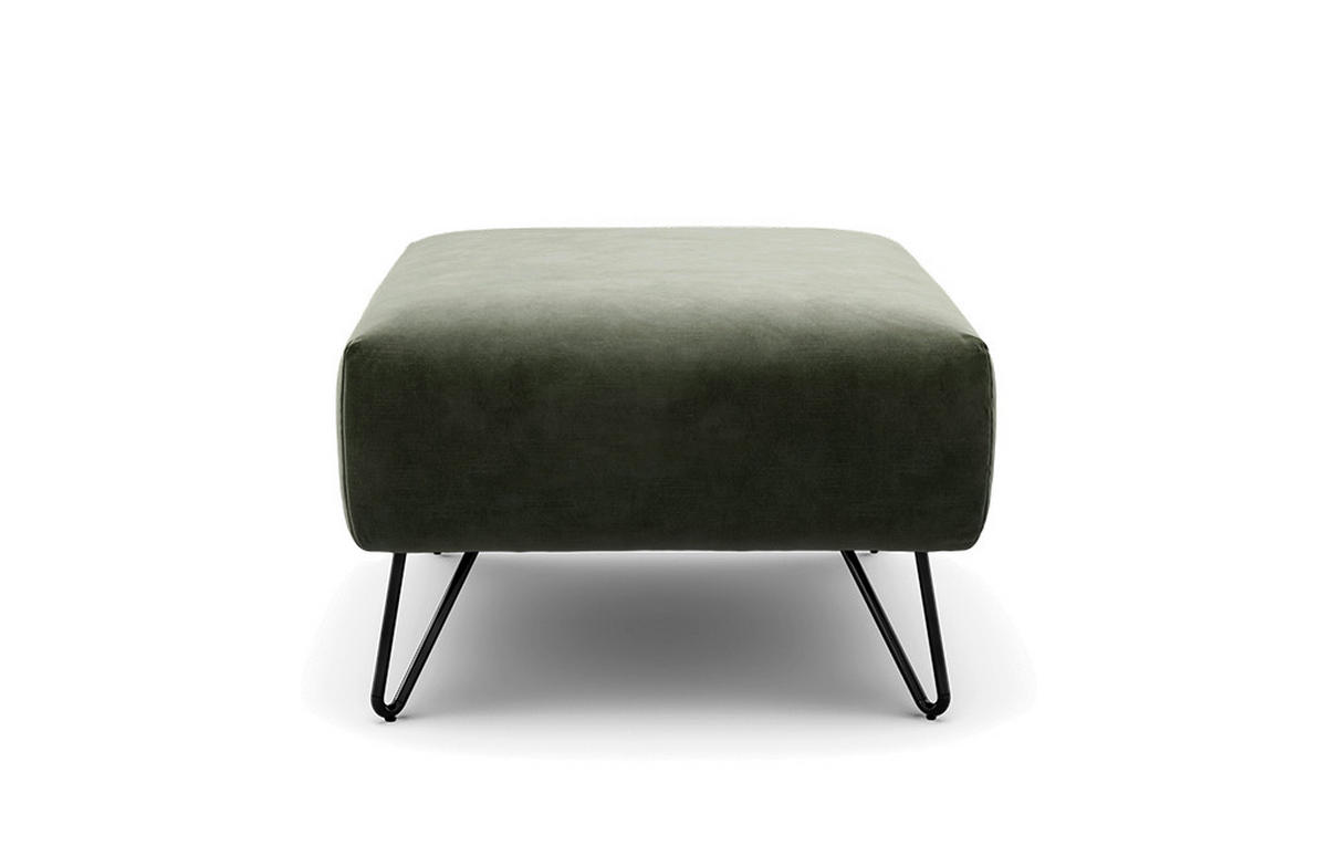 HOCKER Samt Waldgrün  - Waldgrün/Schwarz, Design, Textil/Metall (90/70/46cm) - SENSOO