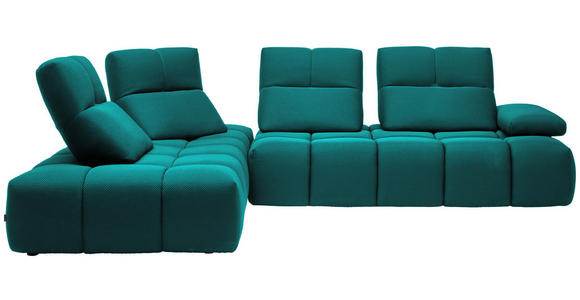 ECKSOFA in Struktur Türkis 233/313 cm - Türkis/Schwarz, Design, Kunststoff/Textil (233/313cm) - Emilio Belluti