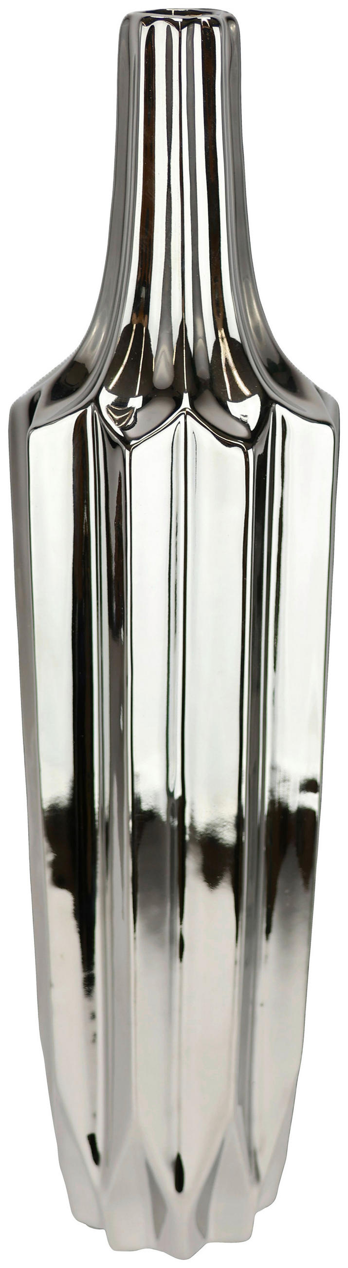VASE  - Silberfarben, Basics, Keramik (9/37cm)