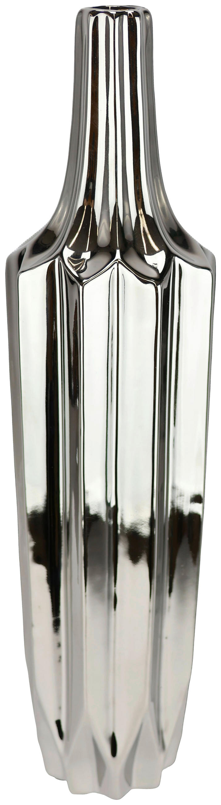 VASE  - Silberfarben, Basics, Keramik (9/37cm)