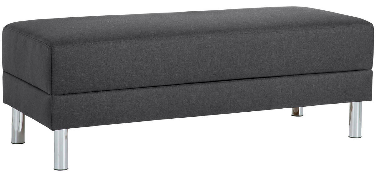 ECKSCHLAFSOFA inkl. Hocker in Graphitfarben Textil   - Chromfarben/Graphitfarben, Konventionell, Textil/Metall (152/230cm) - Max Winzer