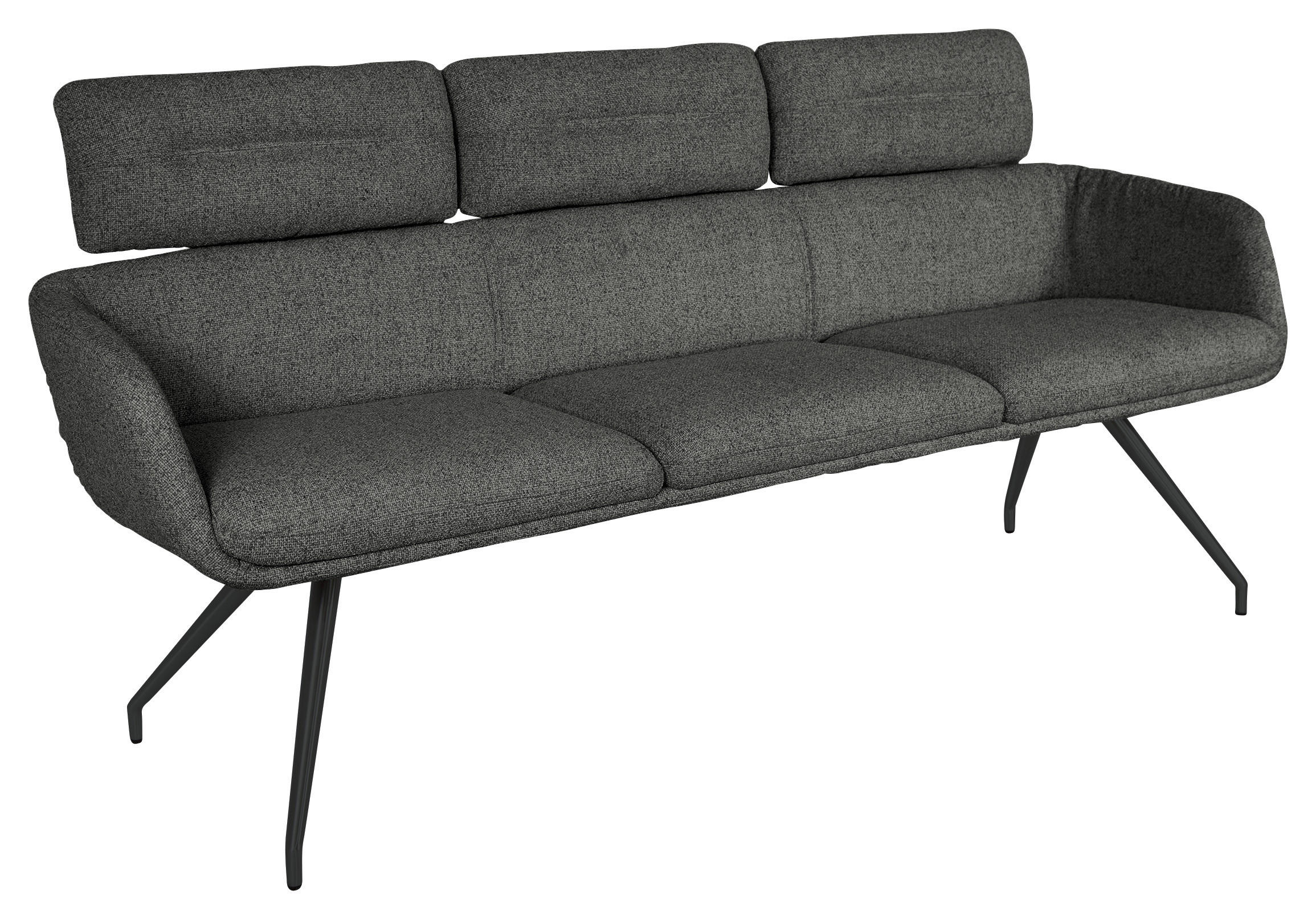 SITZBANK 200/92,5/67 cm Webstoff Schwarz, Dunkelgrau  - Dunkelgrau/Schwarz, Design, Textil/Metall (200/92,5/67cm) - Dieter Knoll