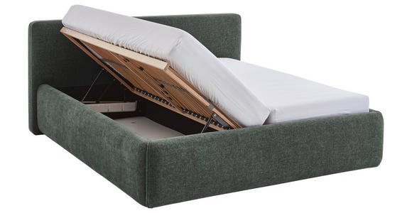 POLSTERBETT 180/200 cm,  in Grün, Bettkasten, Lattenroste,  - Birkefarben/Buchefarben, Design, Holz/Textil (180/200cm) - Xora