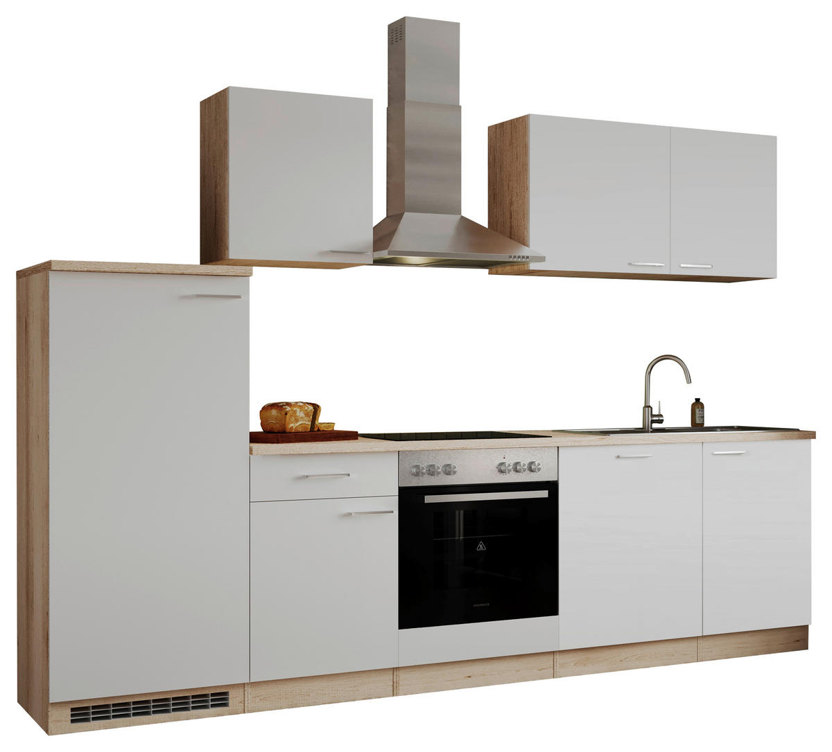 KÜCHENBLOCK 280 cm  in Weiß, Eichefarben  - Eichefarben/Weiß, Basics, Holzwerkstoff (280cm) - Respekta