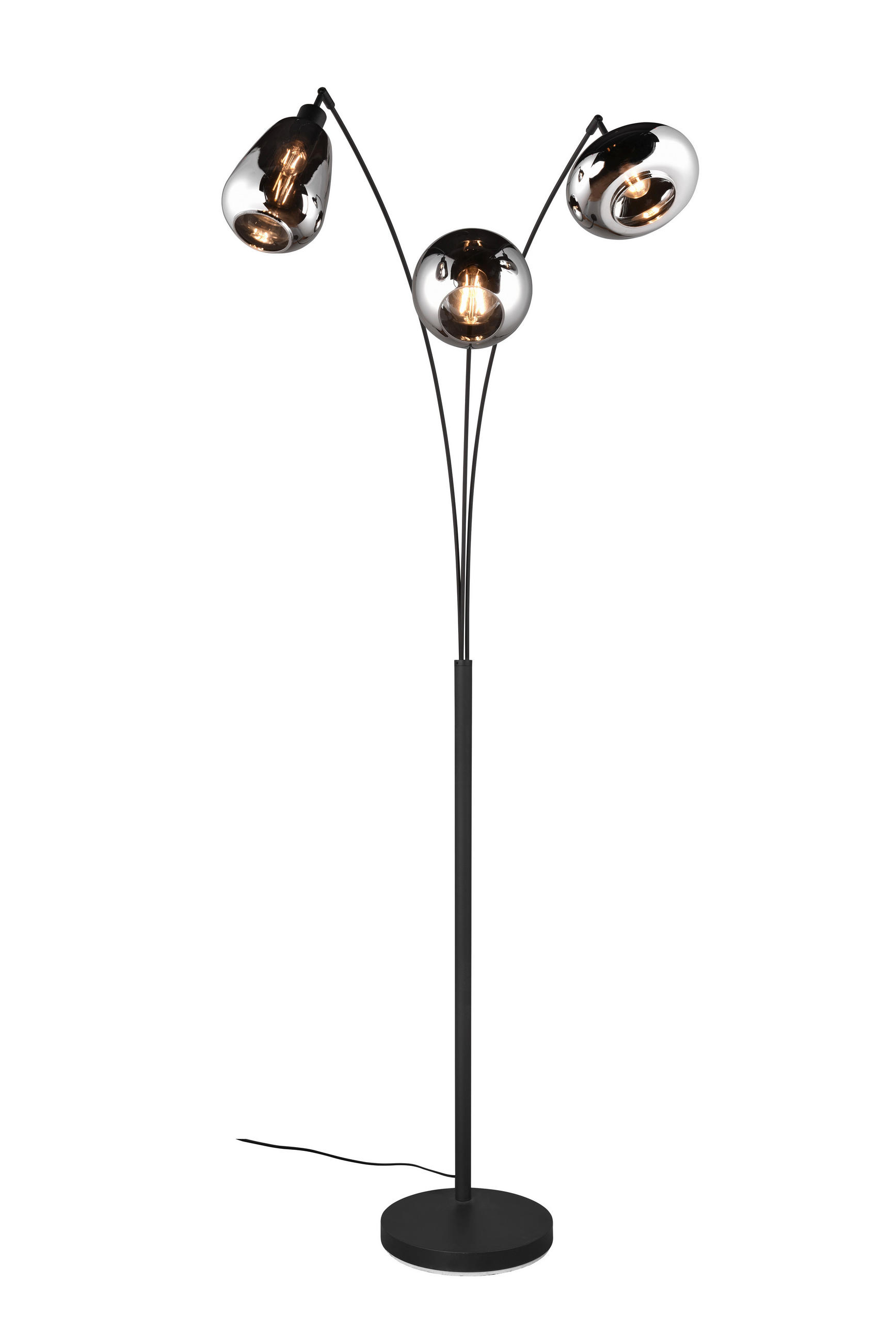 STEHLEUCHTE    - Chromfarben/Schwarz, KONVENTIONELL, Glas/Metall (200/30/71cm) - Trio Leuchten