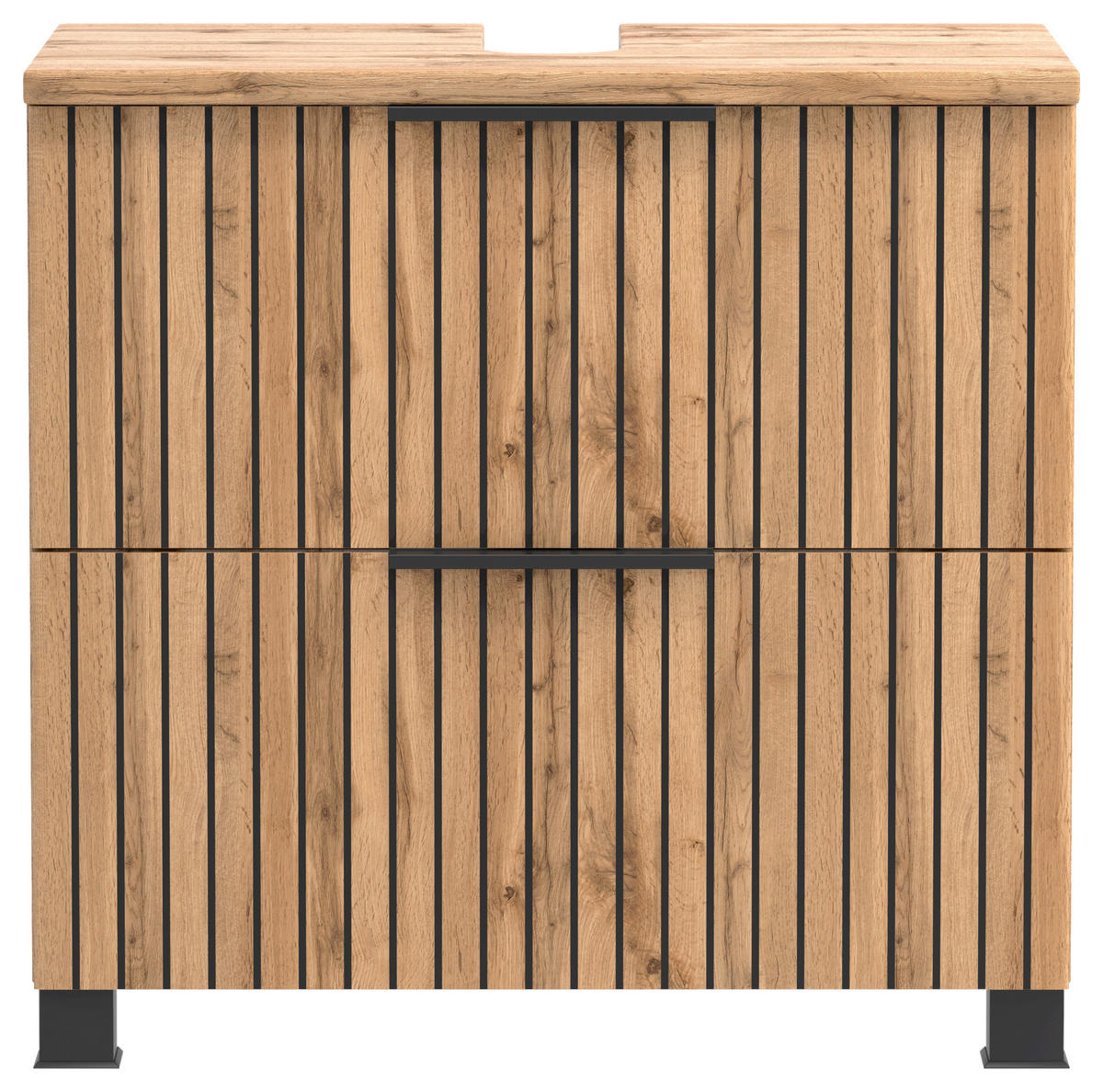 WASCHBECKENUNTERSCHRANK 60/54/35 cm  - Eiche Wotan/Schwarz, Modern, Holzwerkstoff/Kunststoff (60/54/35cm) - Held