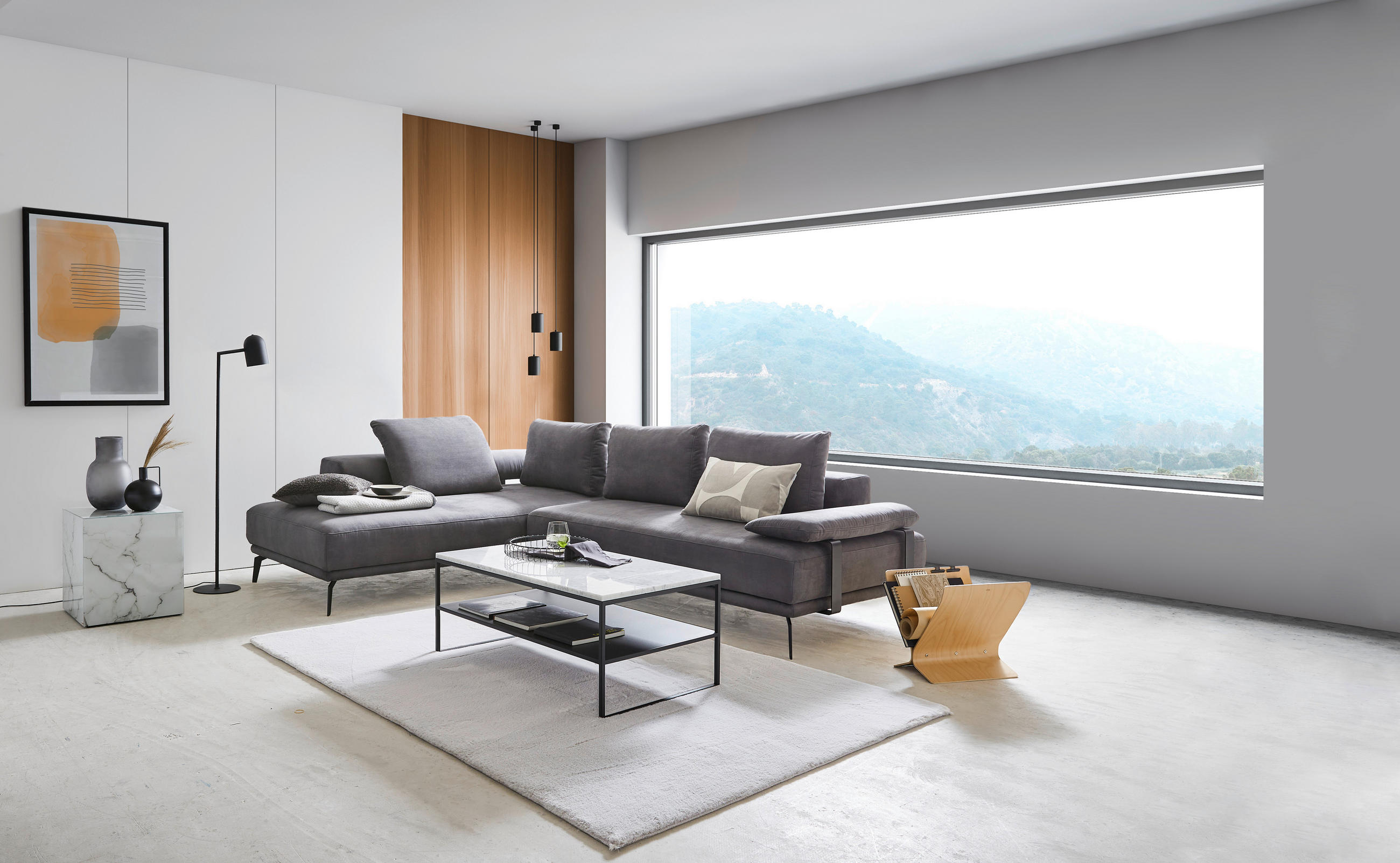 COUCHTISCH in Stein 100/60/41 cm - Weiss/Schwarz, Design, Stein/Metall (100/60/41cm) - Johann Jakob