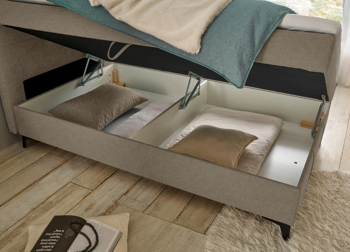 BOXBETT 120/200 cm  in Braun  - Braun, Basics, Holzwerkstoff/Textil (120/200cm) - Xora