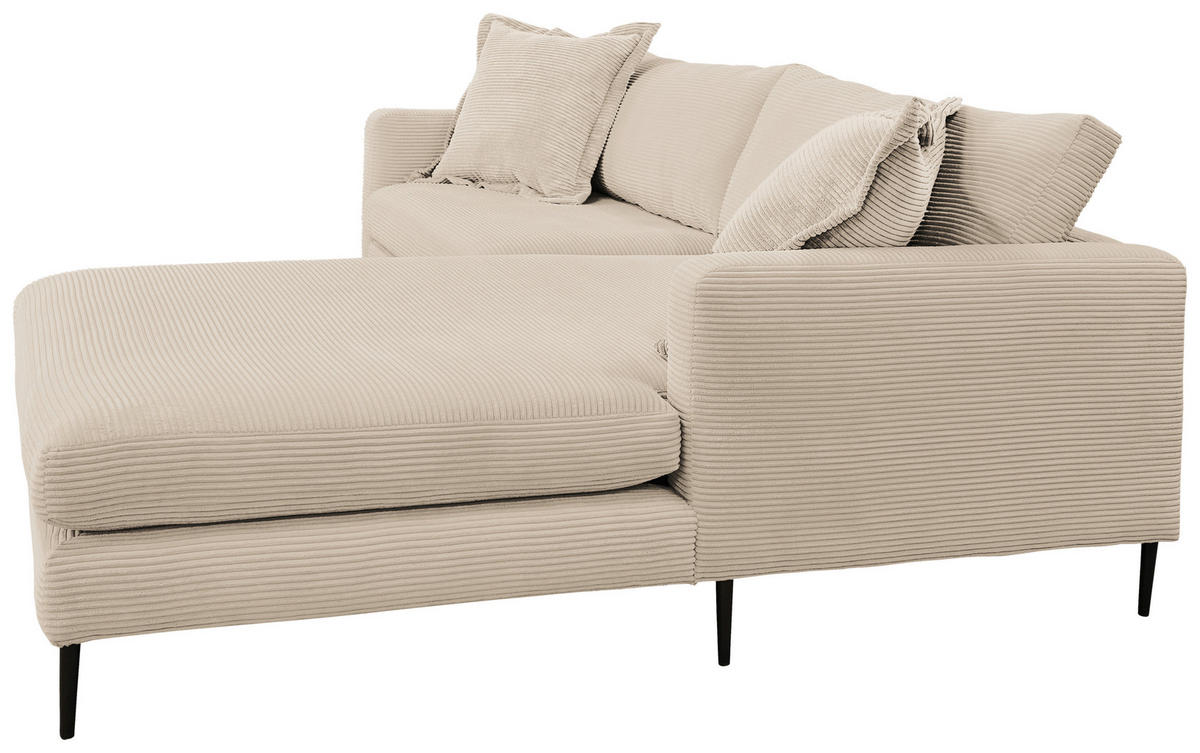 ECKSOFA in Cord Creme  - Creme/Schwarz, Design, Textil/Metall (268/193cm) - P & B