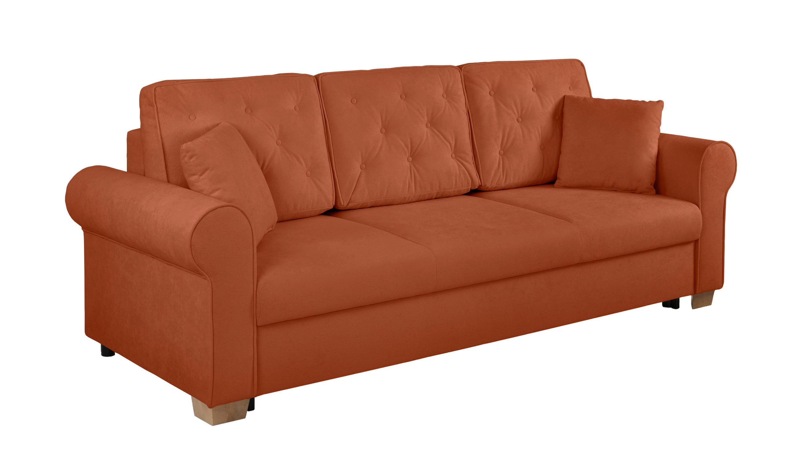 SCHLAFSOFA in Bouclé Rostfarben  - Rostfarben/Buchefarben, Design, Holz/Textil (240/94/98cm) - MID.YOU