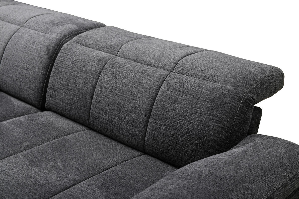 ECKSOFA Dunkelgrau Chenille  - Dunkelgrau/Silberfarben, Design, Textil/Metall (262/175cm) - Livetastic