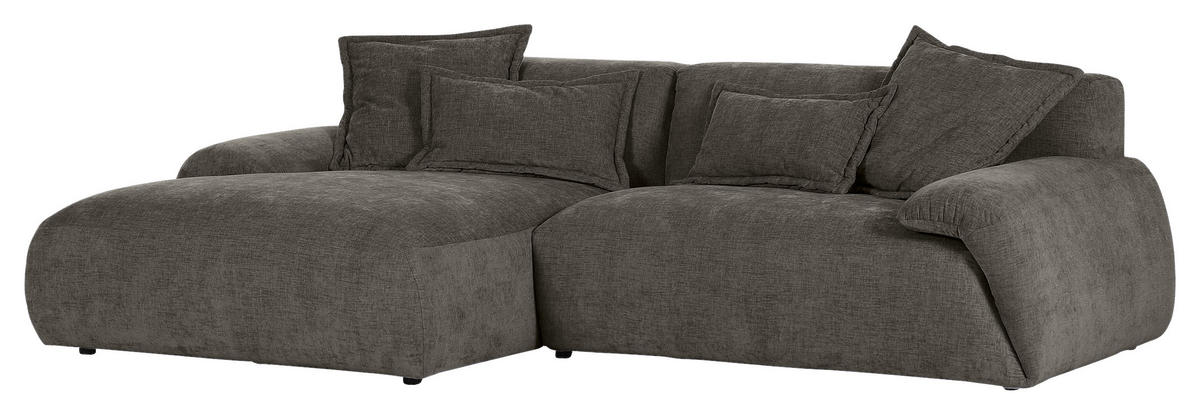 ECKSOFA in Flachgewebe Dunkelgrau  - Dunkelgrau/Schwarz, Konventionell, Kunststoff/Textil (174/274cm) - Carryhome