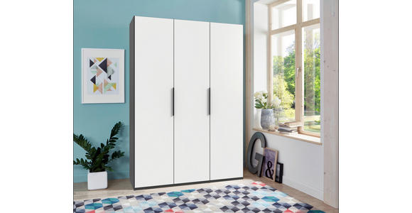 DREHTÜRENSCHRANK in Graphitfarben, Weiß - Schwarz/Graphitfarben, KONVENTIONELL, Holzwerkstoff/Metall (150/236/58cm) - Hom`in