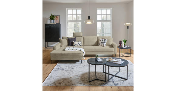 ECKSOFA  in Cord Greige  173/276 cm  - Greige/Schwarz, KONVENTIONELL, Textil/Metall (173/276cm) - Carryhome