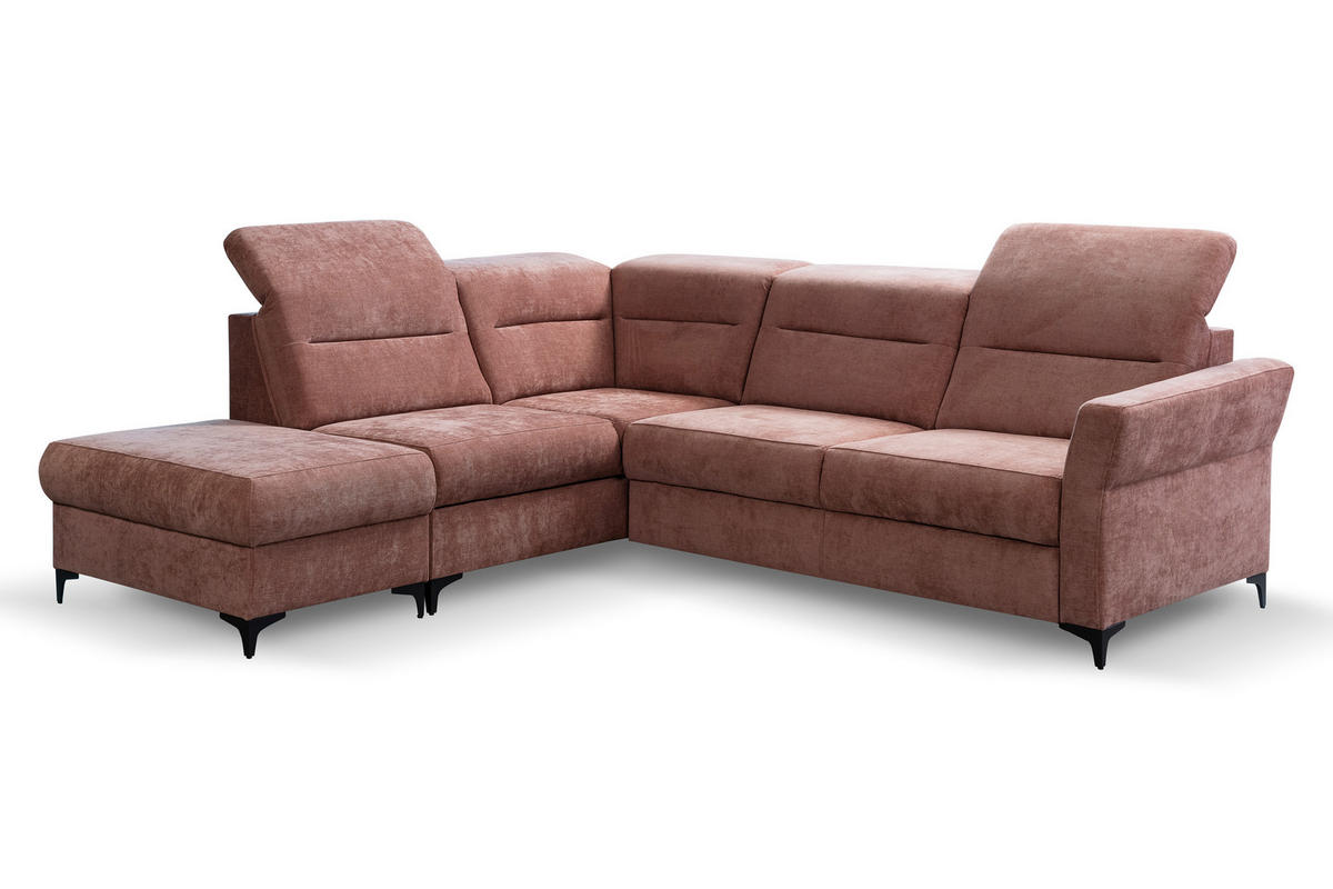 Ecksofa inkl. Funktionen Terracotta Webstoff  - Terracotta/Schwarz, KONVENTIONELL, Textil/Metall (177/272cm) - Stylife