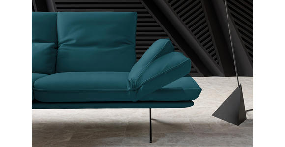 ECKSOFA in Echtleder Petrol  - Gelb/Petrol, Design, Leder/Metall (130/210cm) - Dieter Knoll