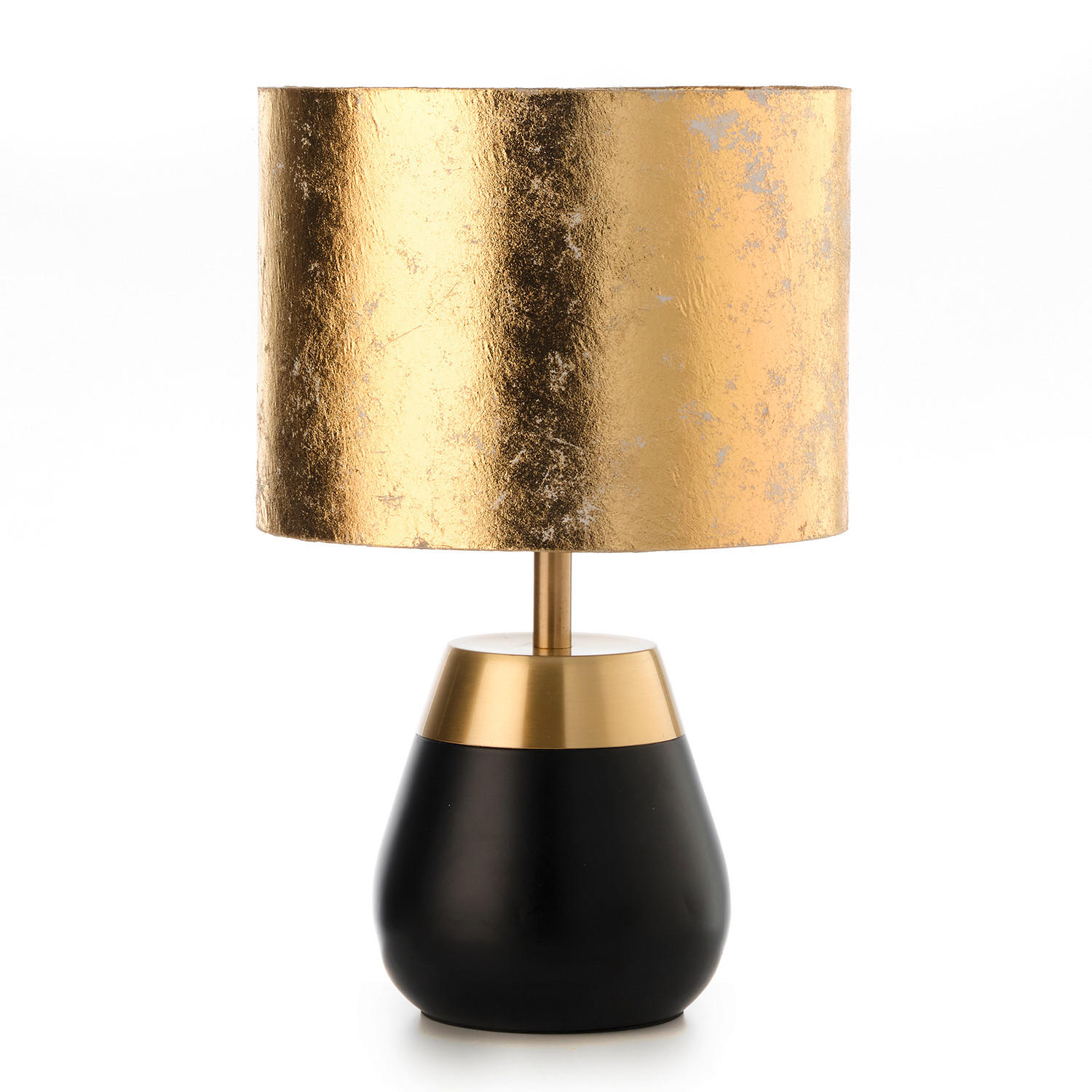 NACHTTISCHLEUCHTE 23/37.5 cm   - Goldfarben/Schwarz, KONVENTIONELL, Textil/Metall (23/37.5cm)