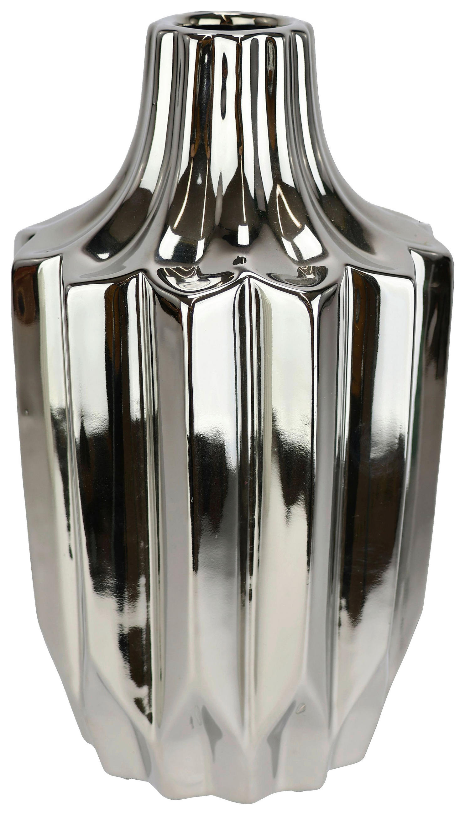 VASE  - Silberfarben, Basics, Keramik (13/24cm)