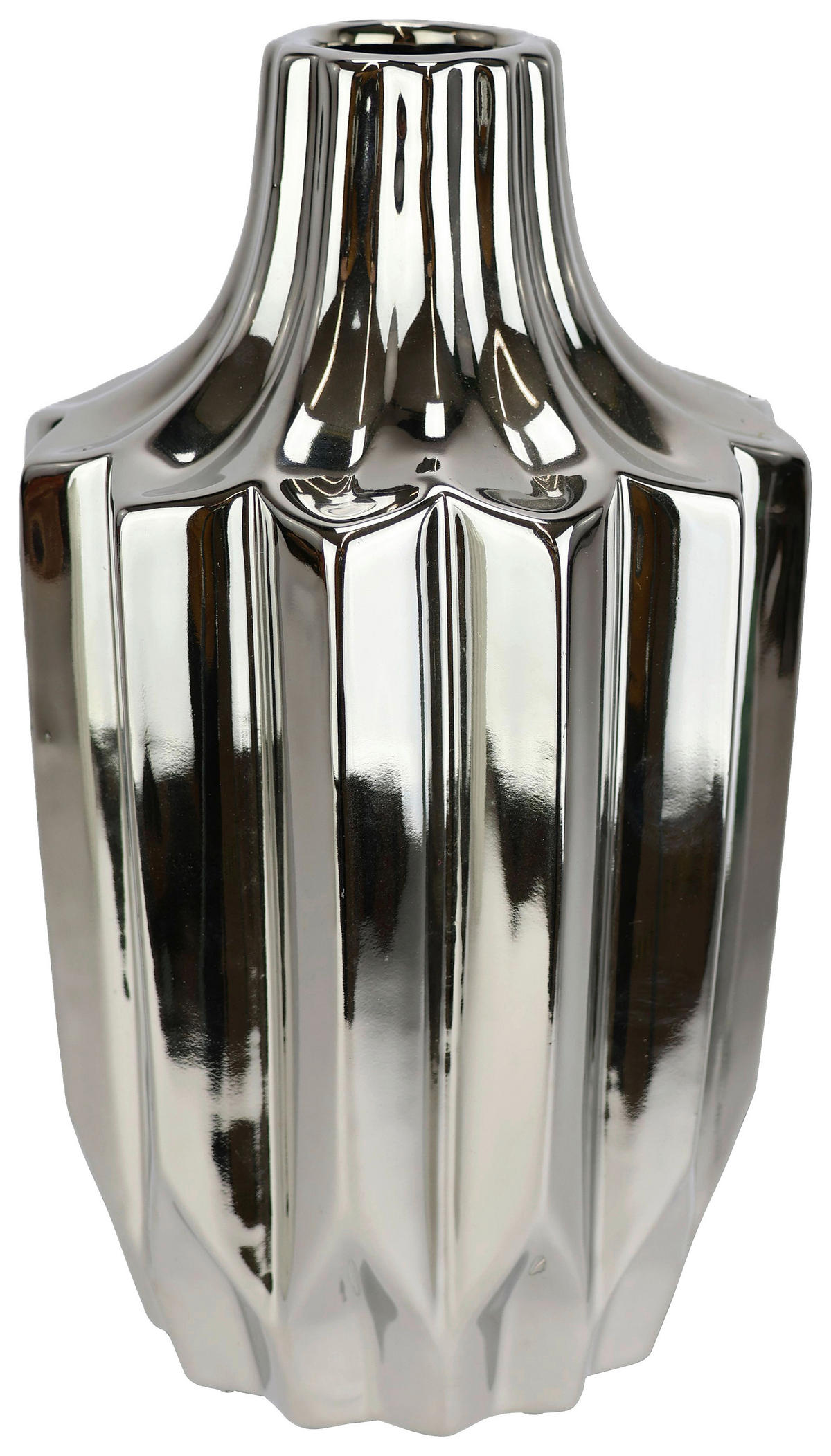 VASE  - Silberfarben, Basics, Keramik (13/24cm)