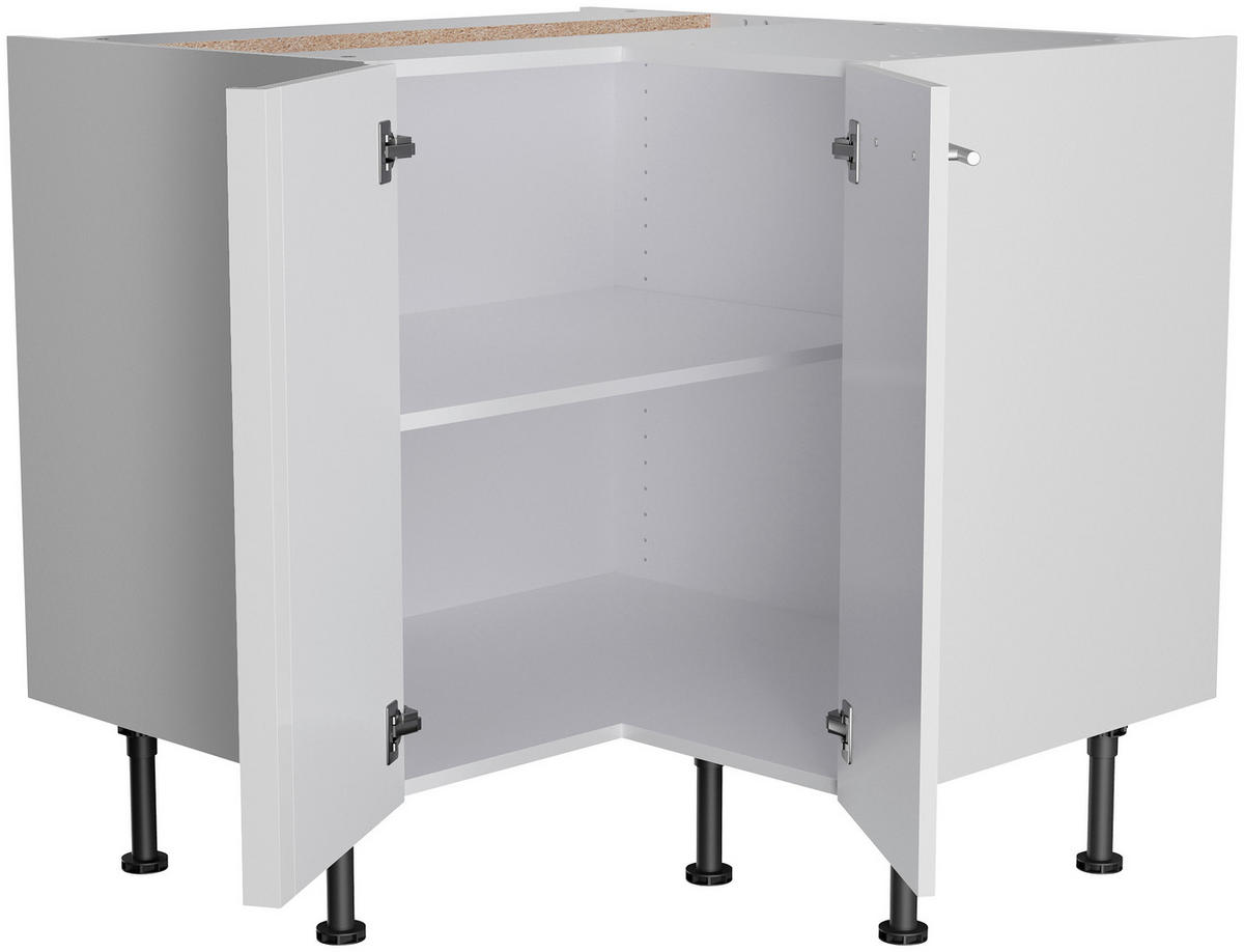 ECKKÜCHE 200/270 cm  in Weiß, Weiß Hochglanz  - Edelstahlfarben/Weiß Hochglanz, Basics, Holzwerkstoff/Metall (200/270cm) - Optifit