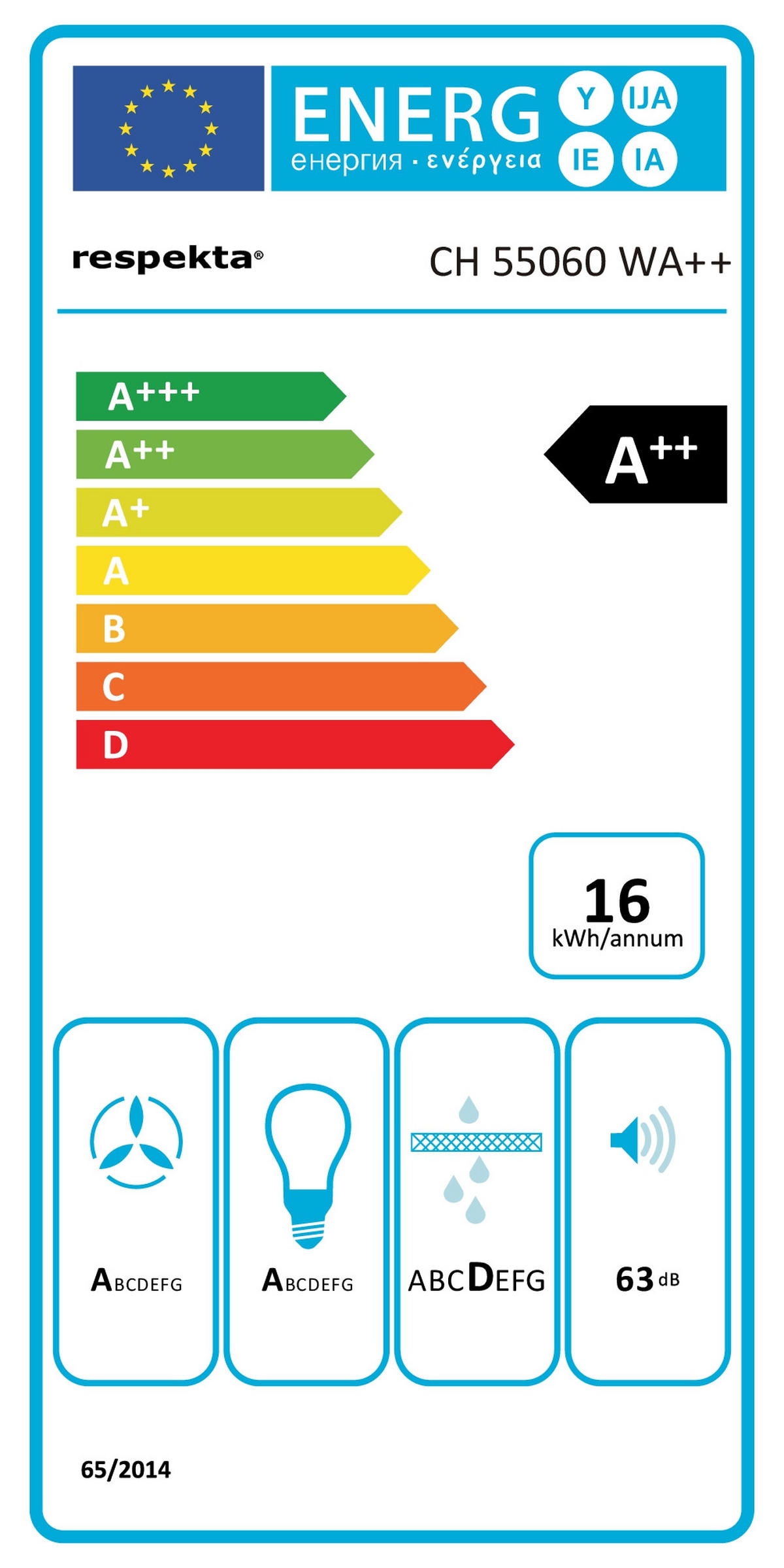 FLÄKTKÅPA CH55060WA++  - vit, Trend, metall/glas (60/80,5-118,5/40,2cm) - Respekta