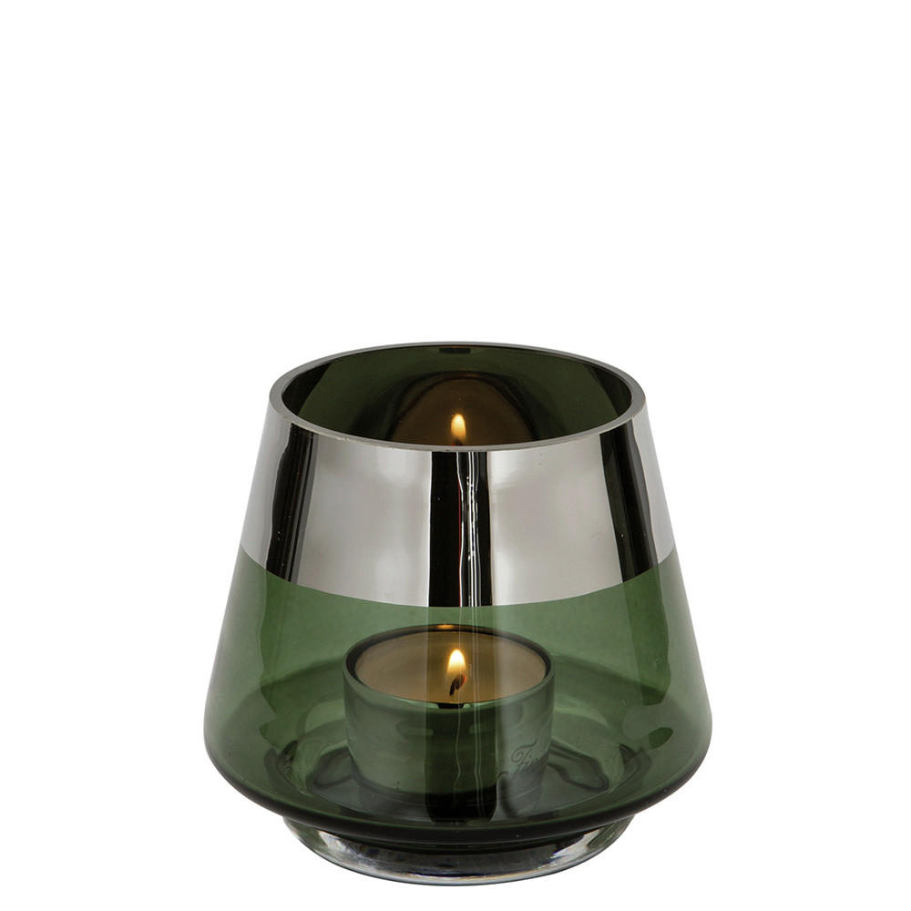 TEELICHTHALTER  - Dunkelgrün, Basics, Glas (11/9cm) - Fink