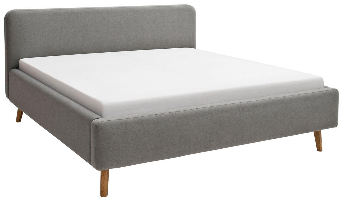 POLSTERBETT 180/200 cm  in Hellgrau  - Eichefarben/Hellgrau, Design, Holz/Textil (180/200cm) - Livetastic