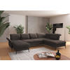 WOHNLANDSCHAFT in Flachgewebe Graphitfarben  - Schwarz/Graphitfarben, Konventionell, Textil/Metall (198/359/231cm) - Sit & More