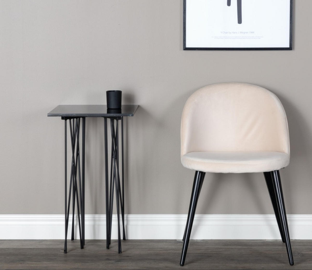 STOL stål sammet  - beige/svart, Design, metall/textil (50/76,5/57cm) - Best Price