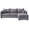ECKSCHLAFSOFA  mit Rücken echt, Armteil links, Armteil rechts Cord Grau  - Chromfarben/Grau, MODERN, Textil/Metall (254/160cm) - Livetastic