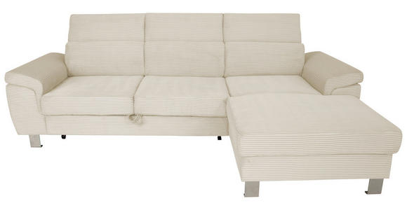ECKSOFA inkl. Funktionen Naturfarben Cord - Silberfarben/Naturfarben, Design, Textil/Metall (250/167cm) - Xora