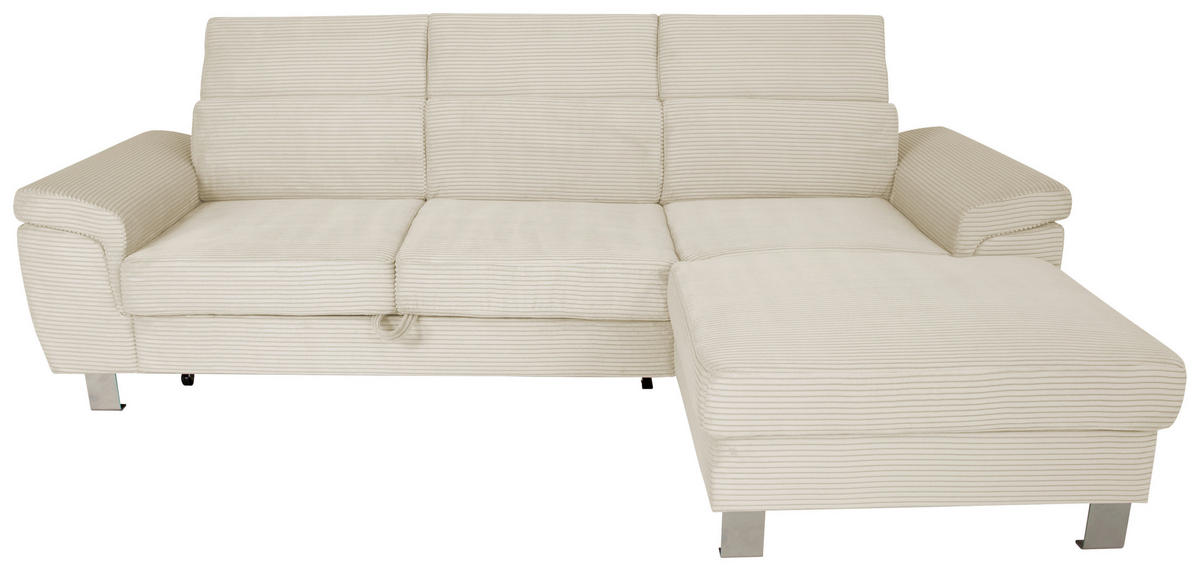 ECKSOFA in Cord Naturfarben  - Silberfarben/Naturfarben, Design, Textil/Metall (250/167cm) - Xora