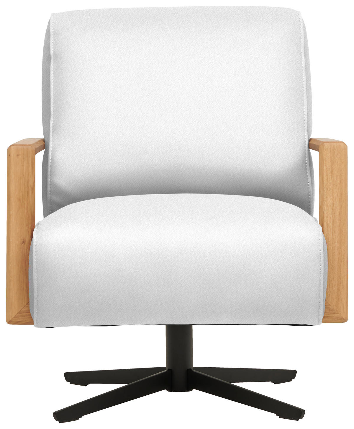 SESSEL in Echtleder Weiß  - Wildeiche/Schwarz, Design, Leder/Holz (72/82/86cm) - Koinor