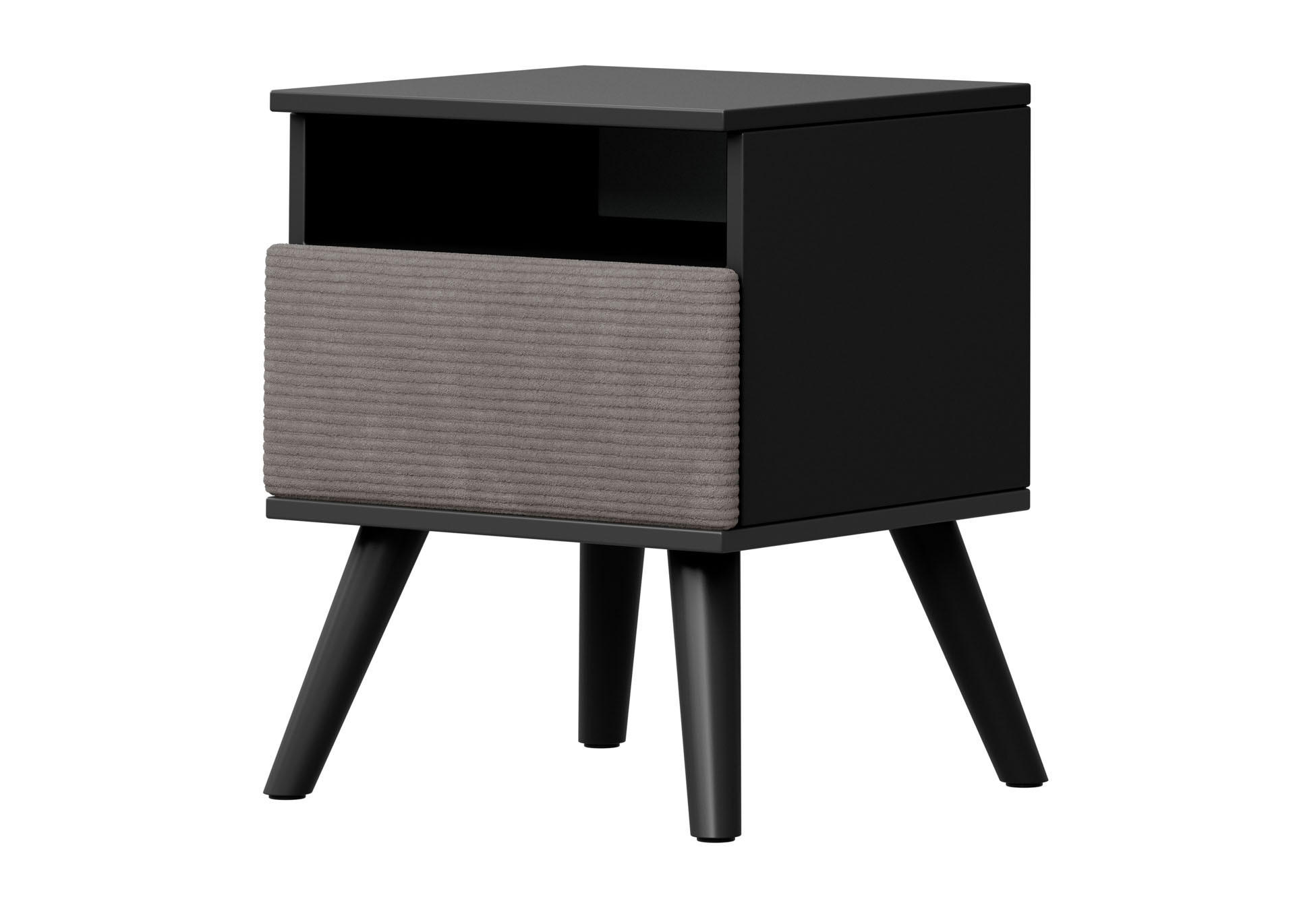 NACHTSCHRANK 46/44/59 cm Buche vollmassiv  - Schwarz/Grau, Trend, Holz/Textil (46/44/59cm) - Esposa