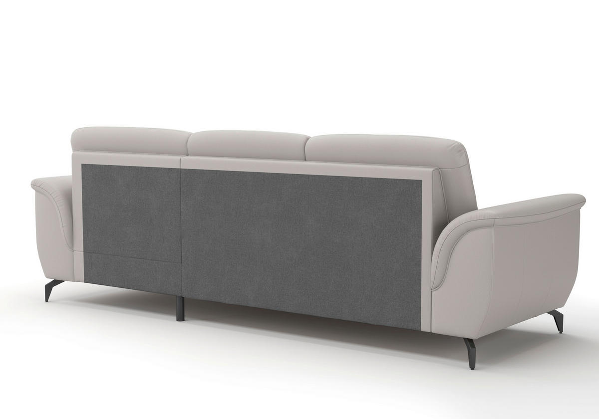 ECKSOFA in Vliesstoff Kombination Echtleder/Stoff Hellgrau  - Hellgrau/Schwarz, Modern, Leder/Textil (262/164cm) - Sit & More
