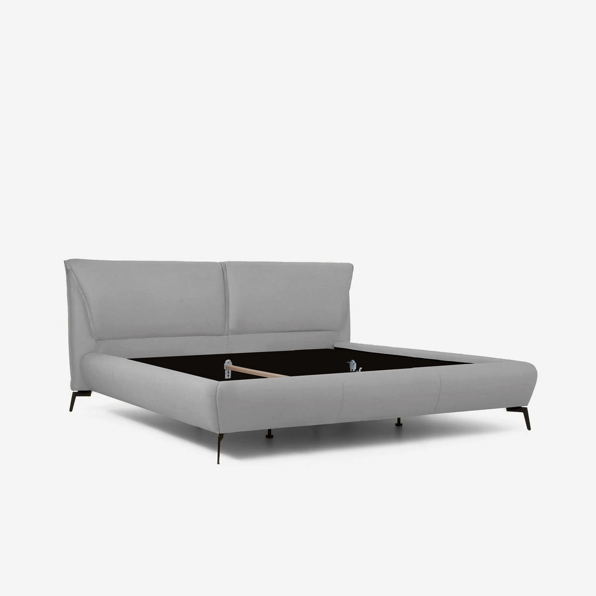 Pat, 160/200 cm, platinat - platinat/culoare crom, Basics, metal/piele (160/200cm) - Esposa
