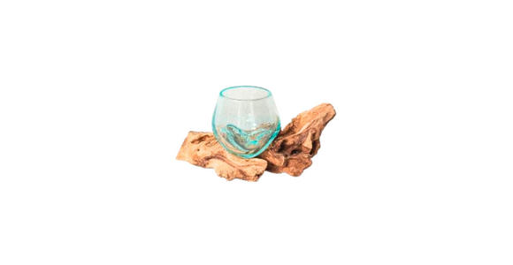 VASE 8 cm - Klar/Ecru, Natur, Glas/Holz (16/9/8cm) - Ambia Home