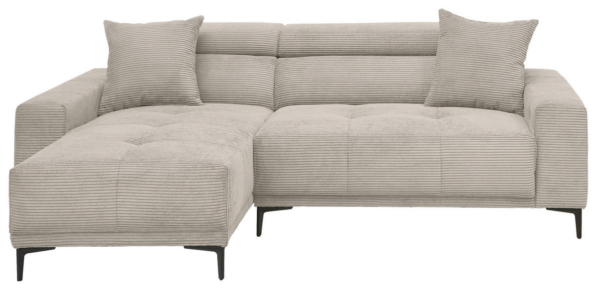 ECKSOFA Cord Beige  - Beige/Schwarz, Basics, Textil/Metall (183/250cm) - Livetastic
