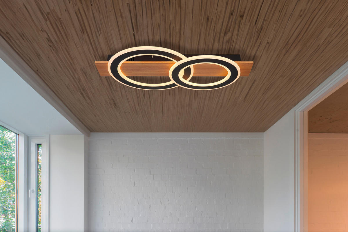 LED-DECKENLEUCHTE    63/35/7 cm  - Dunkelbraun/Opal, Natur, Kunststoff/Metall (63/35/7cm) - Globo