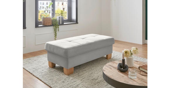 ECKSOFA in Flachgewebe Weiß  - Wildeiche/Weiß, Natur, Holz/Textil (243/301cm) - Voleo