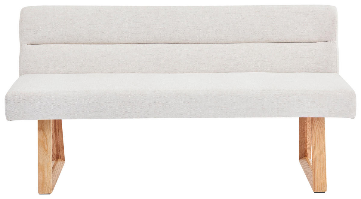 SITZBANK 160/82/61 cm Leinenoptik Eichefarben, Beige Eiche massiv  - Eichefarben/Beige, MODERN, Holz/Textil (160/82/61cm) - Livetastic