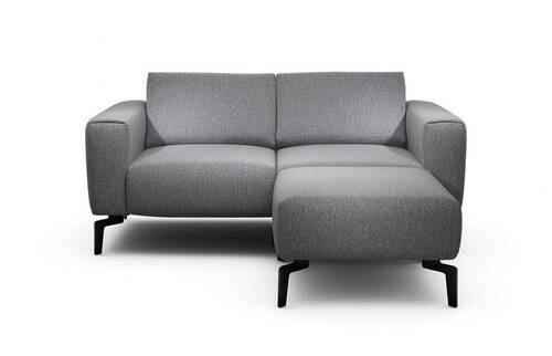 Zweisitzer inkl. Hocker in Chenille Anthrazit  - Anthrazit/Schwarz, Design, Textil/Metall (180/86/86-94cm) - SENSOO