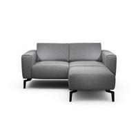 Zweisitzer inkl. Hocker in Chenille Anthrazit  - Anthrazit/Schwarz, Design, Textil/Metall (180/86/86-94cm) - SENSOO
