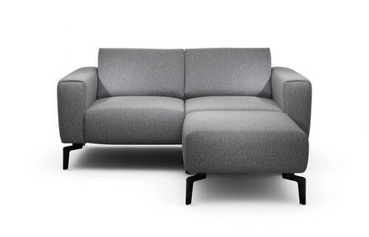 Zweisitzer inkl. Hocker in Chenille Anthrazit  - Anthrazit/Schwarz, Design, Textil/Metall (180/86/86-94cm) - SENSOO