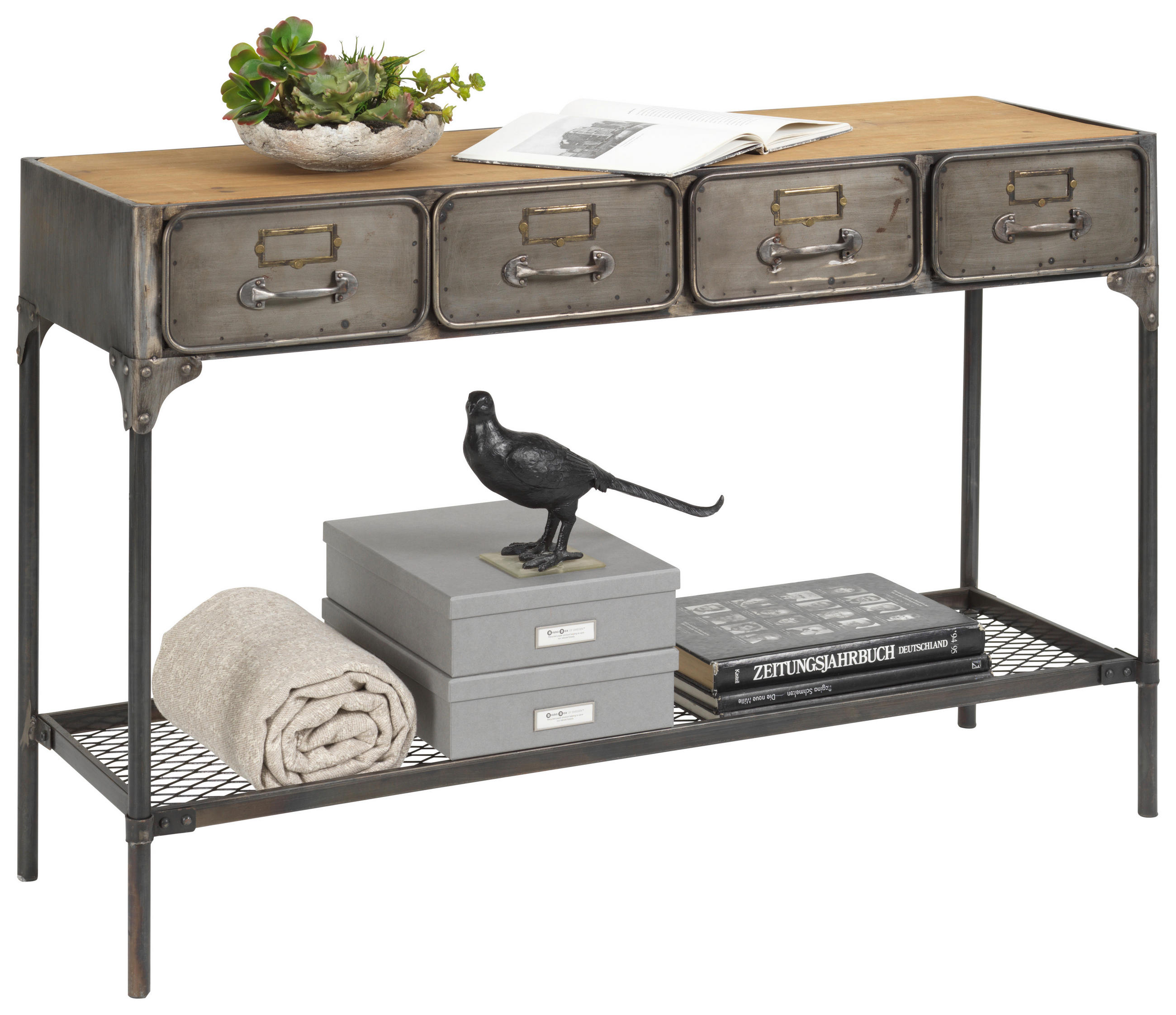 KONSOLE Kiefer massiv Multicolor - Multicolor, Trend, Holz/Metall (120/41/78,5cm) - Landscape